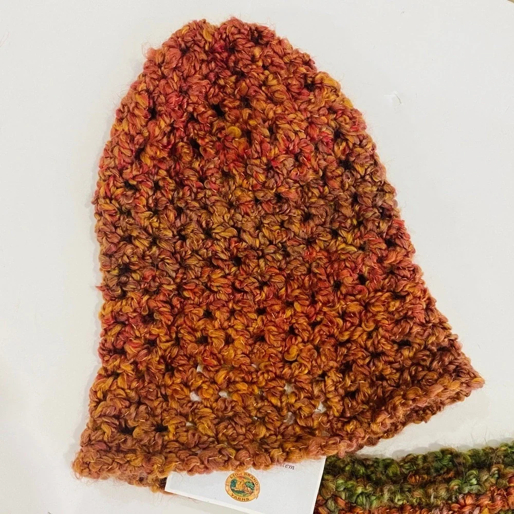 Lion Brand Yarns handmade knit hat and infinity neck scarf bundle